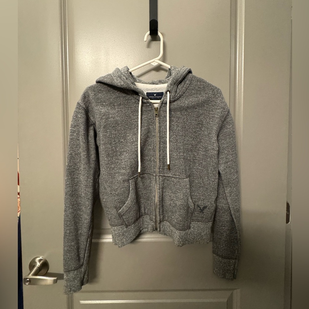 American Eagle Crop Zip Up Hoodie Size Small
